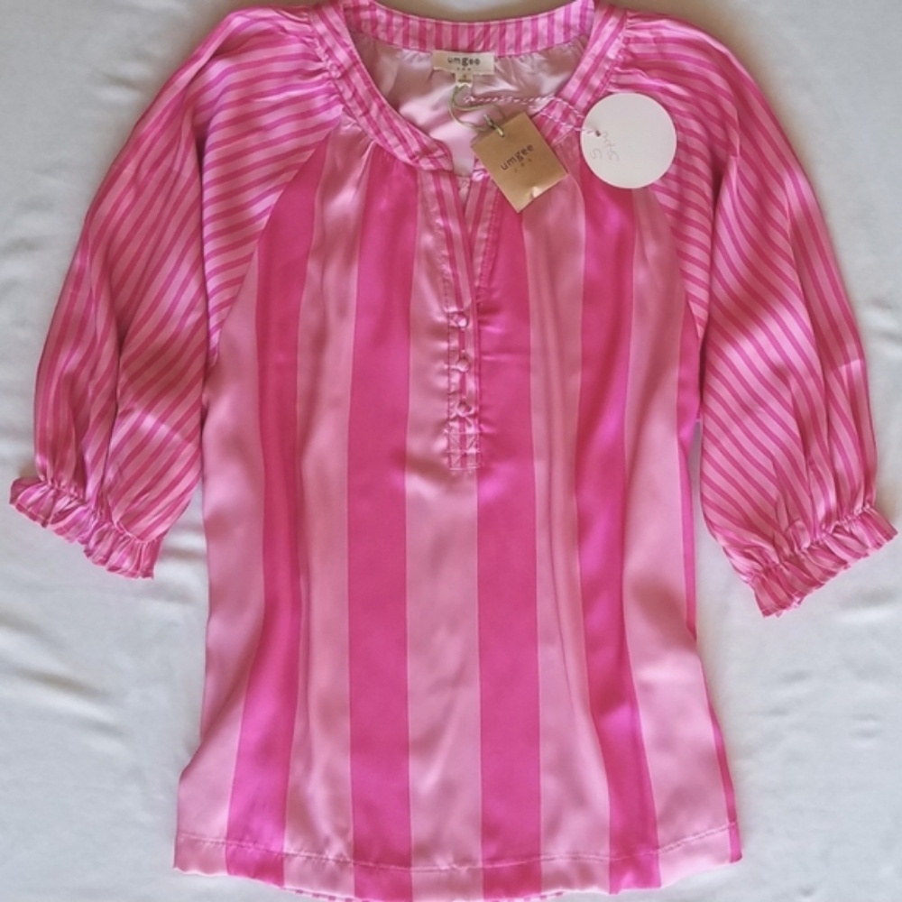 Umgee Raglan Sleeve High Low Hem Blouse - Picture 6 of 8